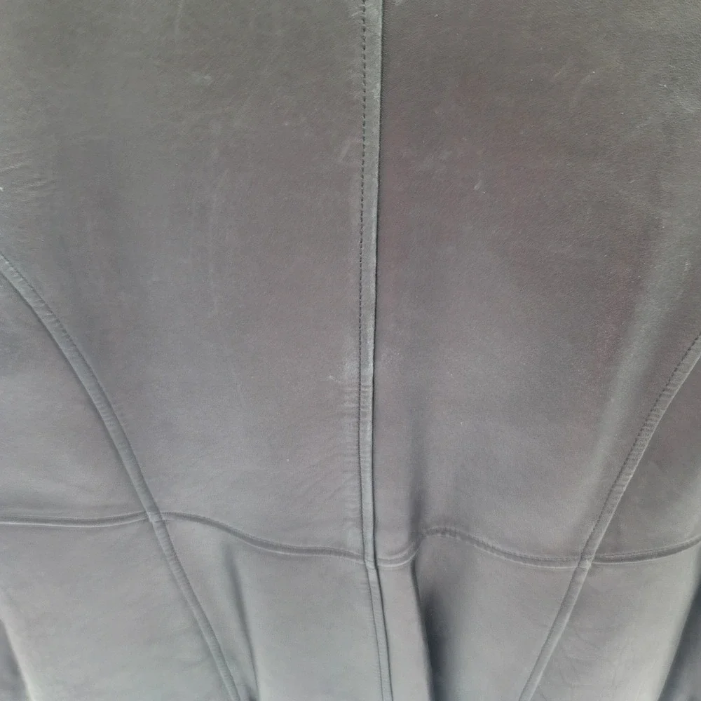 Kenneth Cole Reaction Mens Black Leather Full Zip Jacket XL Point Collar Lined